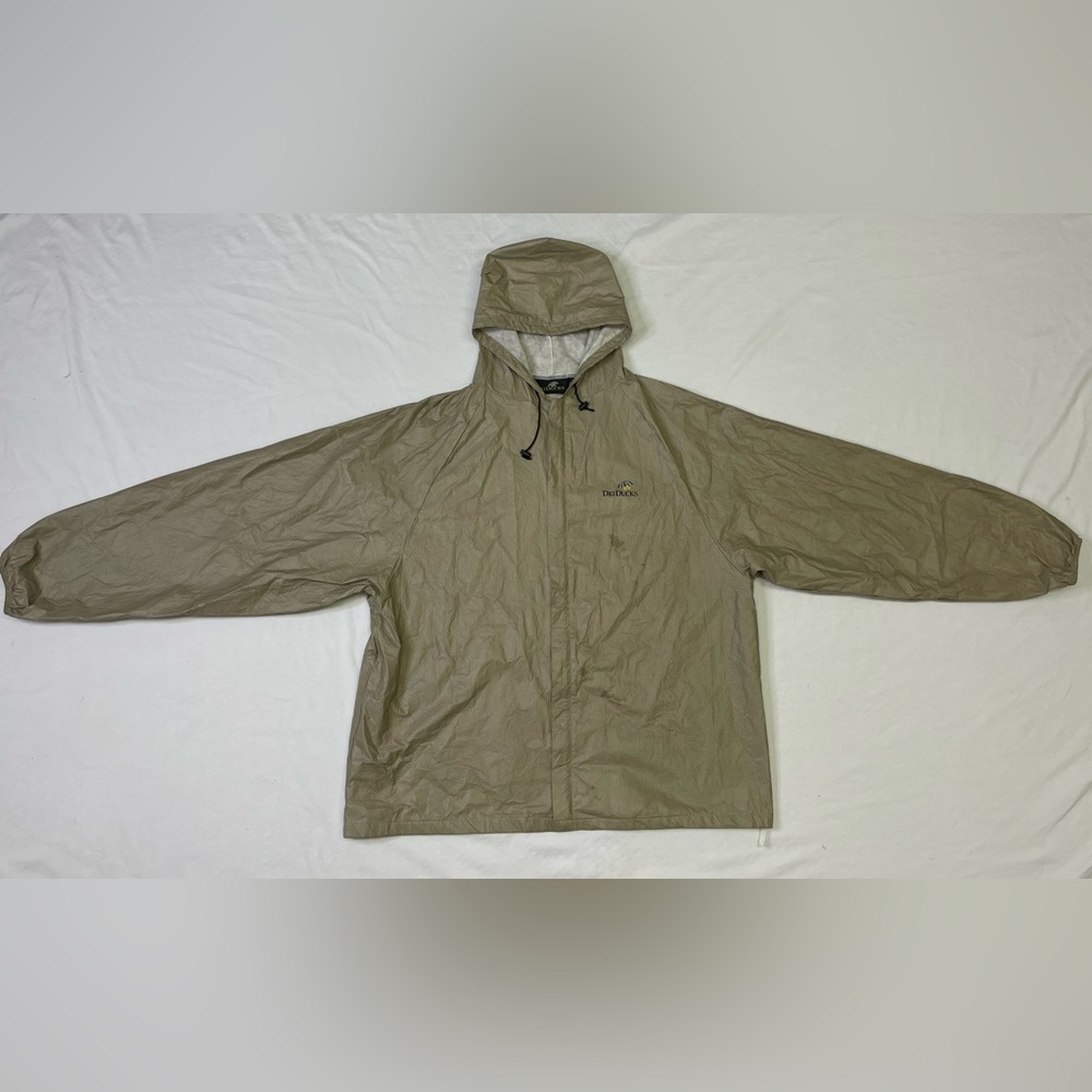 FROGG TOGGS Dri Ducks Rain Jacket Men's XXL Waterproof Lightweight w/ Hood Tan